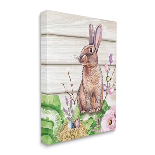 Stupell Industries Spring Flower Garden Country Rabbit Canvas Wall Art